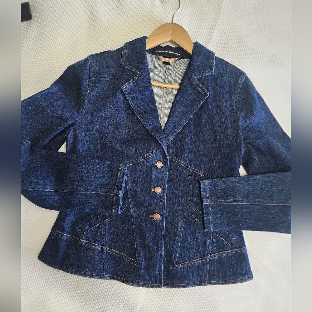 Ellen Tracy jean Classic blazer sport coat jacket